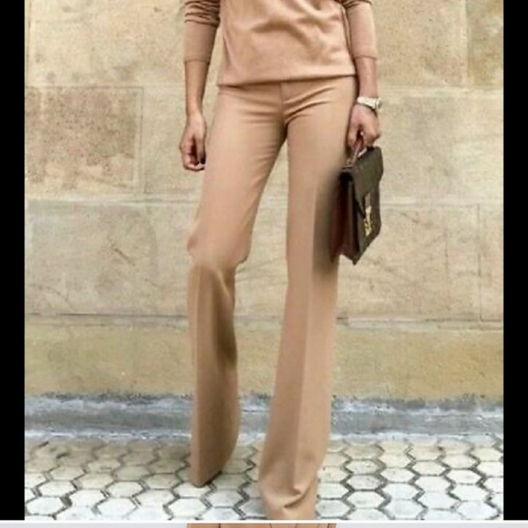 ZARA Camel Flared Trousers - Picture 2 of 2